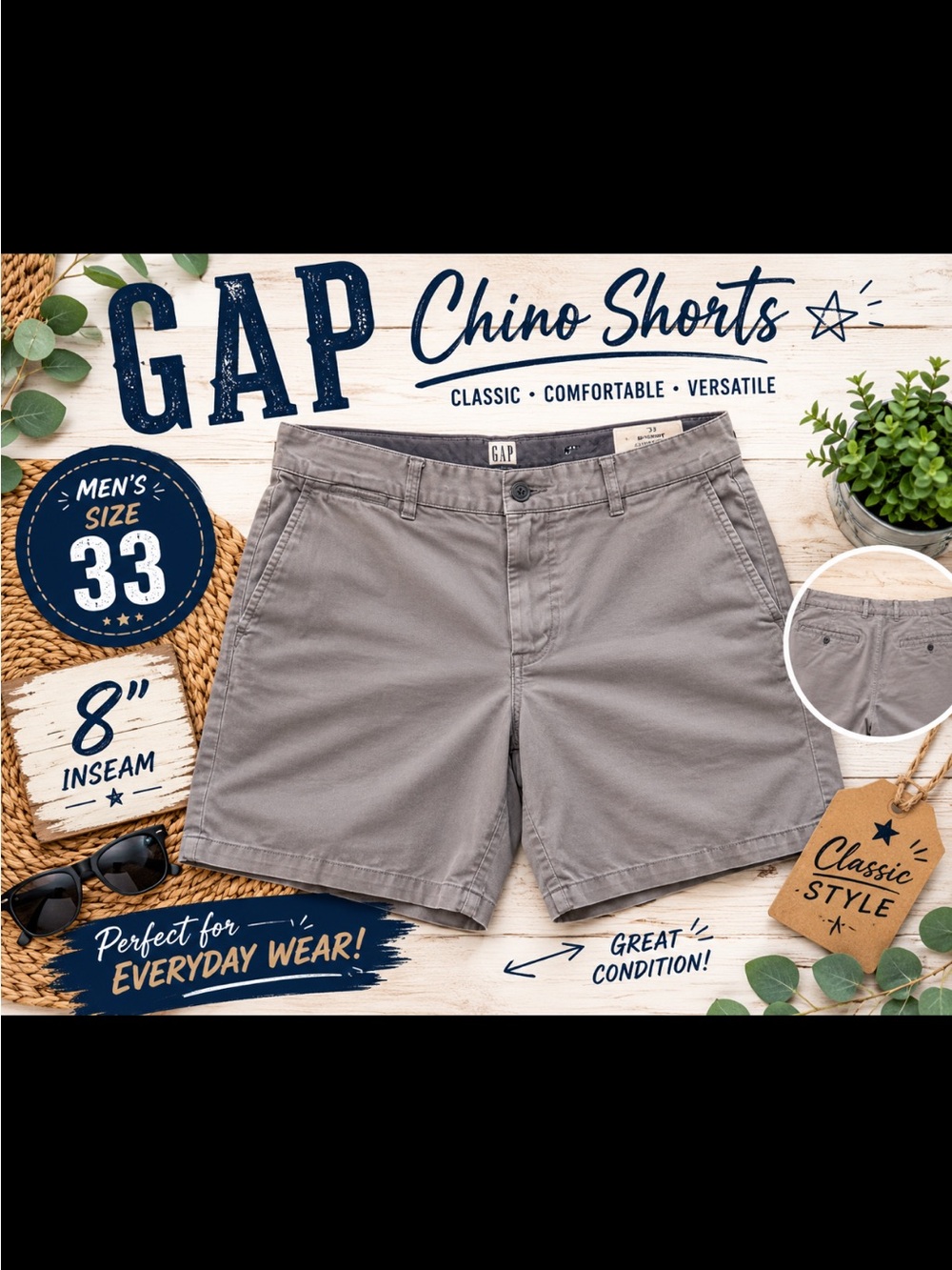 GAP Men's Gray Chino Shorts